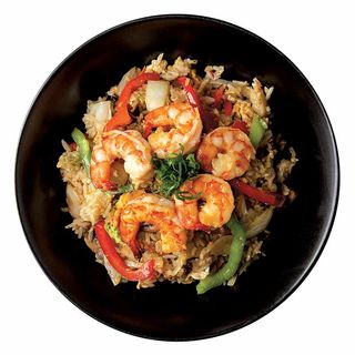 Japanese wok with shrimps 