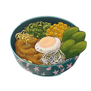 Dry pork noodles ramen