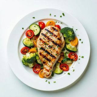 Pollo alla piastra con verdure miste