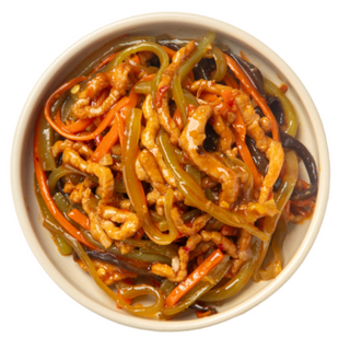 Yakisoba cerdo ibericosalteado estilo Wok con salsa agripicante casera(004)