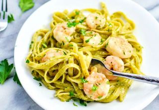 Spaghetti Pesto Gamberi