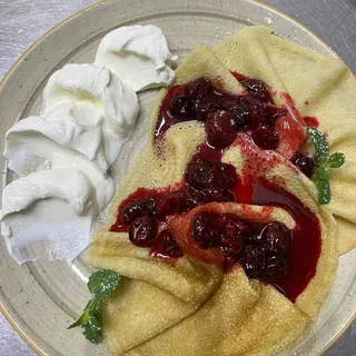 Pancakes with cherry jam