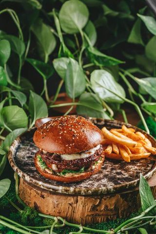 Бургер с говяжьей котлетой и трюфельной моцареллой