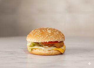 Panino con cotoletta cheddar insalata pomodoro maionese