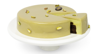 Tort Pistacjowy Z Musem Pomarańczowo-Limonkowym - Porcja