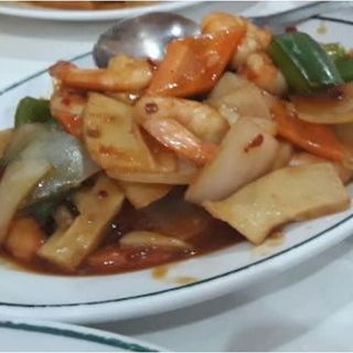 Gambas Con Bambú Y Setas Chinas