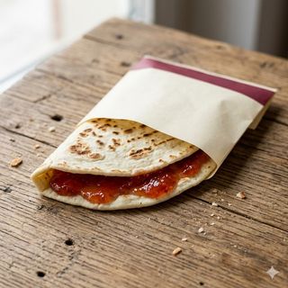 Piadina con confettura di marmellata a seconda della stagionalità