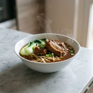 Ramen in brodo con puntine di maiale