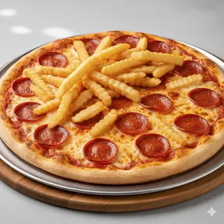Pizza salame piccante e patate fritte