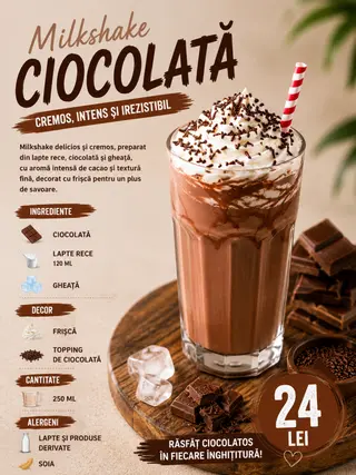 Milkshake de Ciocolată – 250 ml