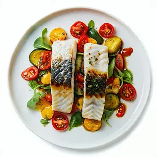 Filetti di branzino con verdure