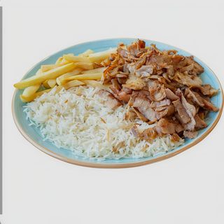 Menù Plato kebab con carne +patata +Arroz