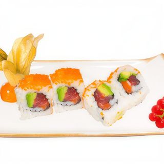 97.Urumaki Salmón Con Atún Con Aguacate Y Masago (8 Uds.)