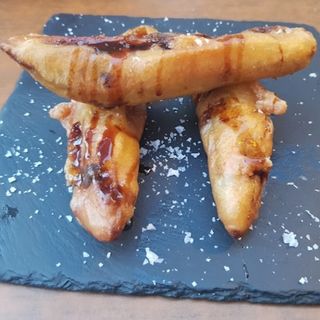 Tapa De Pavías De Berenjenas Con Miel De Cañas