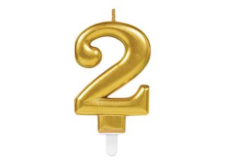 Свещи за торта цифра 2 злато