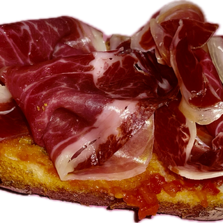 Tostada con  jamón ibérico y aceite
