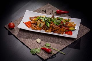 Тофу с мясом и овощами