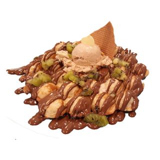 Bubble Waffle Sirope + Bola De Helado