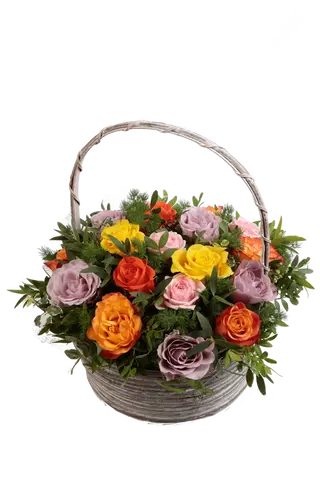Cesta de 20 Rosas de cor variada - Arco Iris