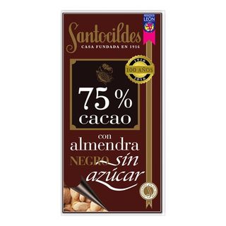 Chocolate Negro 75% Con Almendras Sin Azúcar 200 Gr, Santocildes