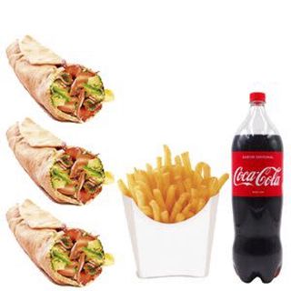 Oferta Durum (3 Uds.) Con Patatas Y Coca Cola (2 Lt.)