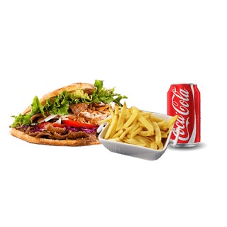 Menú De Kebab Con Patatas Fritas Y Bebida