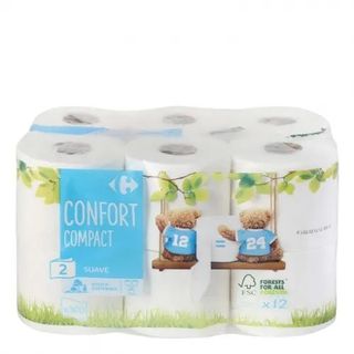 Papel Higiénico Compact Doble Rollo Carrefour 12 Rollos.