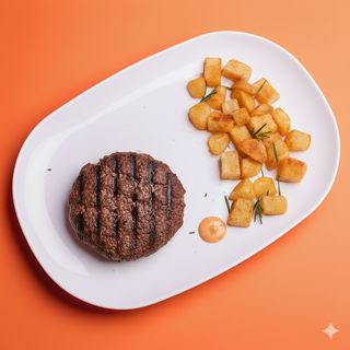 Hamburger di scottona servito con patate