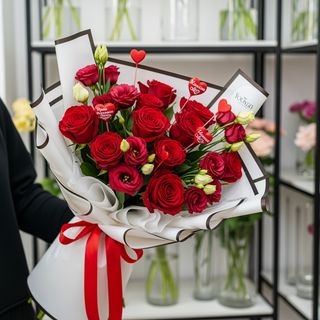 20 Roses Rouges Et Boutons - Bouquet Saint-valentin