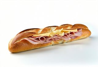 6 Panino con prosciutto, formaggio, wurstel, patatine e salsa