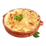 Gratinados De Patatas Con Queso Y Bacon (Ración)