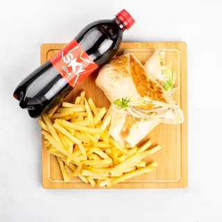 Tortilja pohana piletina, pomfrit i piće po izboru