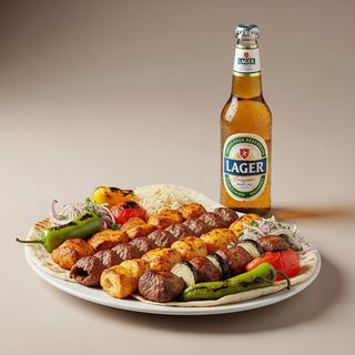Piatto kebap con birra Moretti 66 cl 
