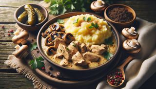 Ciulama de pui cu mămăligă