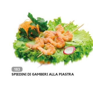 183. Spiedini di gamberi alla piastra 4 pezzi