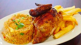 1/4 De Pollo Con Arroz Y Patatas Fritas