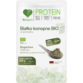 Białko konopne BIO w proszku 66 porcji 200g BeOrganic MedicaLine