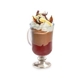 Czekolada Mleczna z puree porzeczkowym, karmelem z solą morską i bitą śmietaną 200 ml