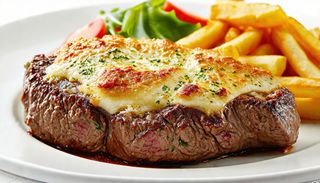 Bife com Crosta de Alheira