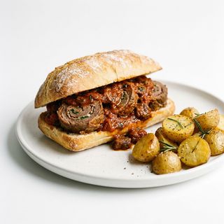 Panino con braciole e contorno