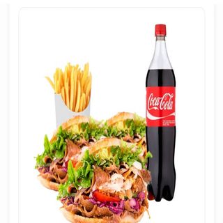 3 doner kebab +1patatas +1L coca cola