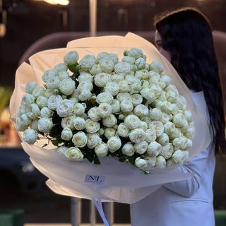 25 гілочок ніжно білої кущової троянди  