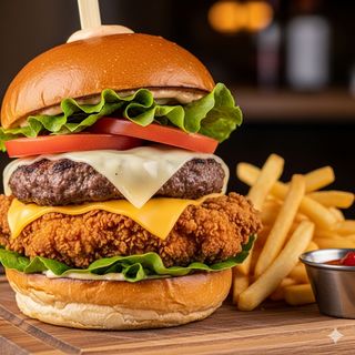 Chicken & beef burger