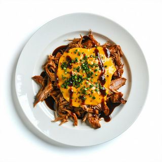 Pulled pork, cheddar, salsa bbq