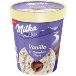 Tarrina de helado milka vainilla y chocolate heart 145ml