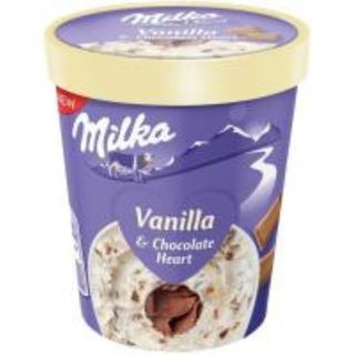 Tarrina de helado milka vainilla y chocolate heart 145ml