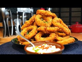 Inele Crocante de Calamar pane cu sos de usturoi hey