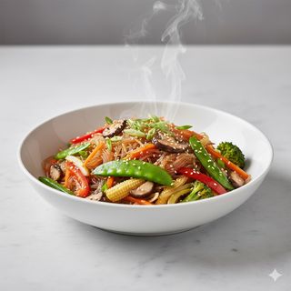 Spaghetti di soia con verdure