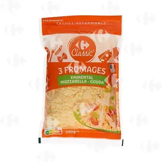 Mélange de 3 Fromages Râpés Carrefour 200g
