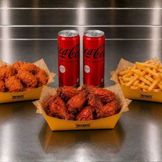 Wings party for 2: 15 alette + 10 nuggets + 1 patatina fritta + 2 bibite